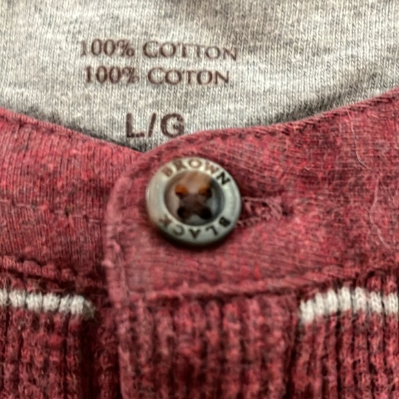 Men's size large waffle fabric Burgundy gray Striped Henley Shirt Indian cotton - Picture 3 of 13